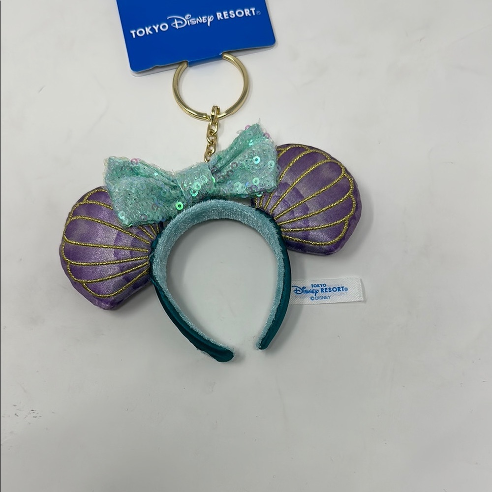 NWT Disney little mermaid Minnie ears keychain headband for labubu